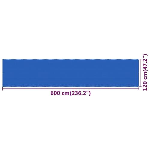Altanafskærmning 120x600 cm HDPE blå
