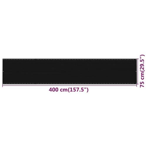 Altanafskærmning 75x400 cm HDPE sort