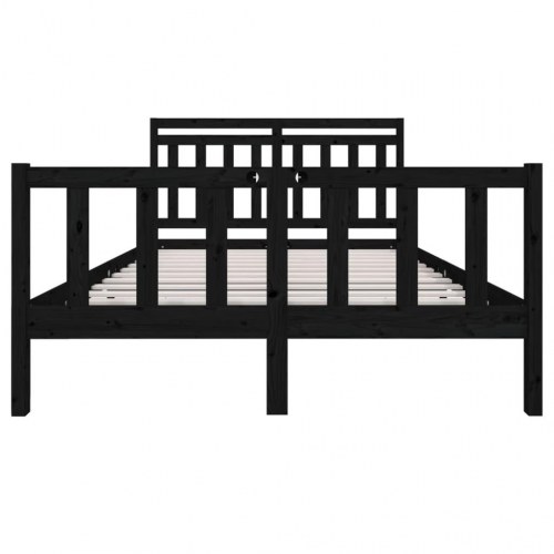 Sengeramme 140x190 cm massivt træ sort