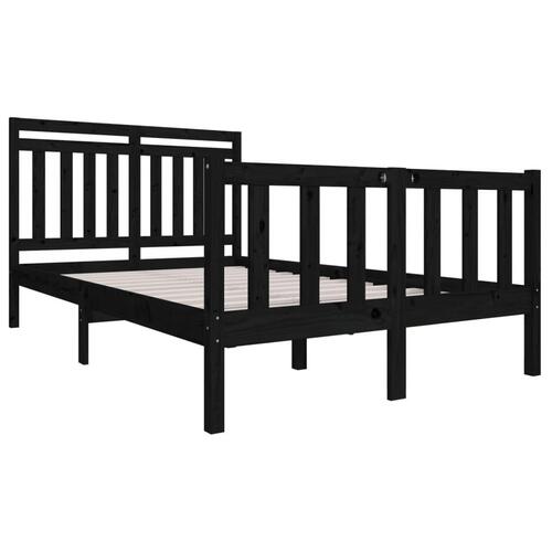 Sengeramme 120x200 cm massivt træ sort