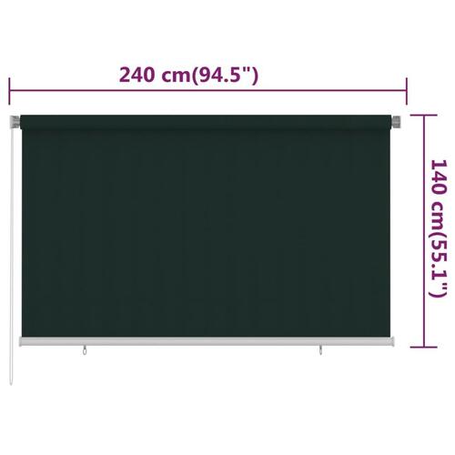 Udendørs rullegardin 240x140 cm HDPE mørkegrøn
