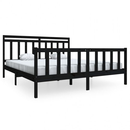 Sengeramme 180x200 cm Super King massivt træ sort