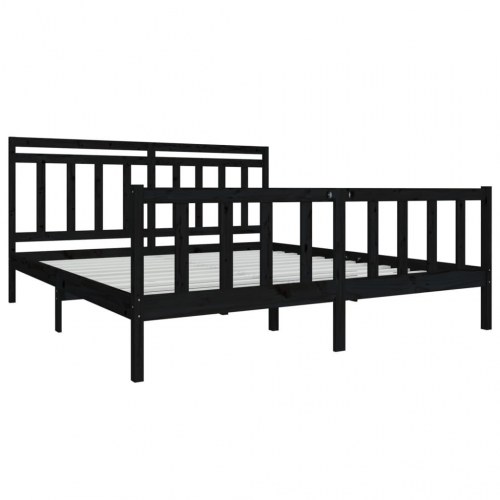 Sengeramme 180x200 cm Super King massivt træ sort