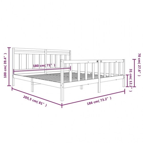 Sengeramme 180x200 cm Super King massivt træ sort