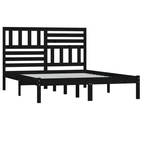 Sengeramme i massivt fyrretræ 140 x 190 cm - sort