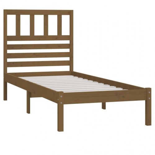 Sengeramme 100x200 cm massivt fyrretræ gyldenbrun