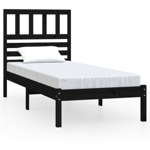 Sengeramme 100x200 cm massivt fyrretræ sort