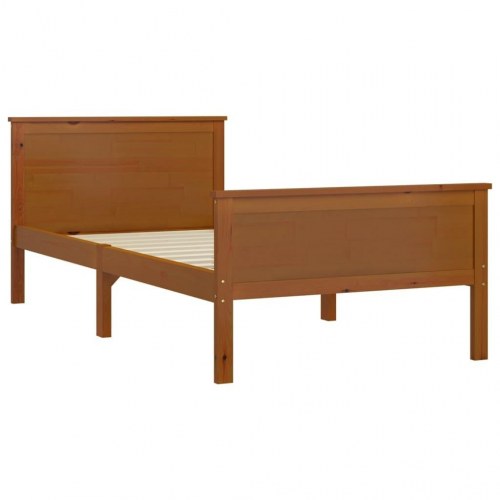 Sengeramme 90x200 cm massivt fyrretræ gyldenbrun