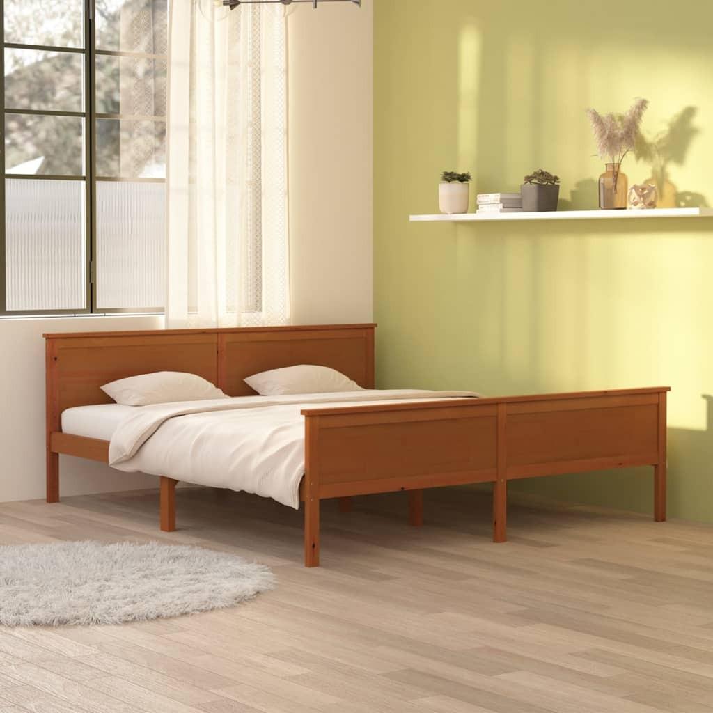 Sengeramme 180x200 Cm Massivt Fyrretræ Gyldenbrun