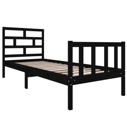 Sengeramme 75 x 190 cm Small Single i massivt fyrretræ - sort