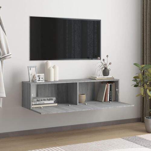 Væghængt tv-bord 120x30x30 cm konstrueret træ grå sonoma-eg