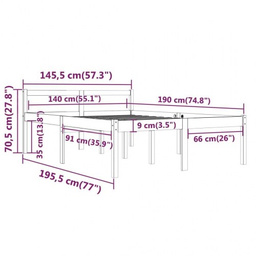 Seniorseng 140 x 190 cm i massivt fyrretræ