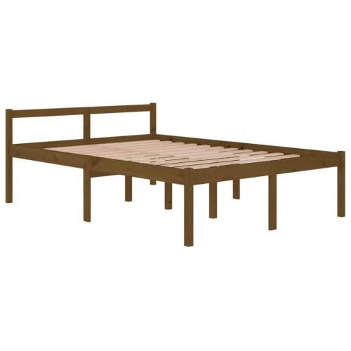 Seniorseng 140x200 cm massivt fyrretræ honningbrun
