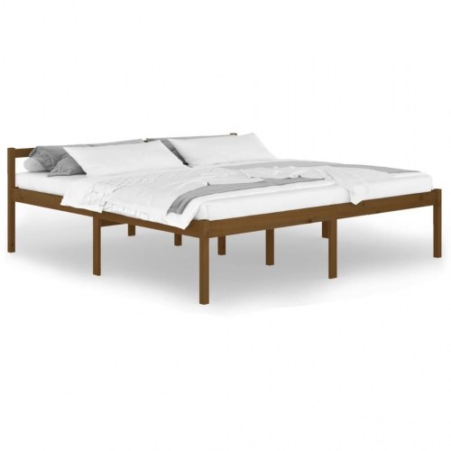 Sengeramme 200x200 cm massivt fyrretræ gyldenbrun