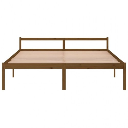 Sengeramme 200x200 cm massivt fyrretræ gyldenbrun