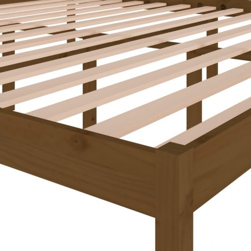 Sengeramme 200x200 cm massivt fyrretræ gyldenbrun