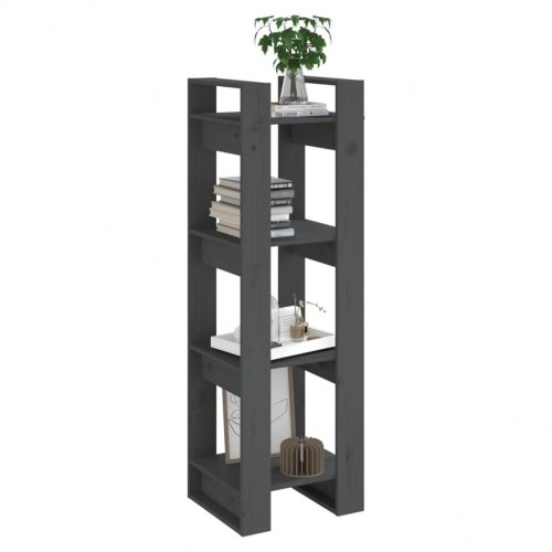 Bogreol/rumdeler 41×35×125 cm i massivt fyrretræ - grå