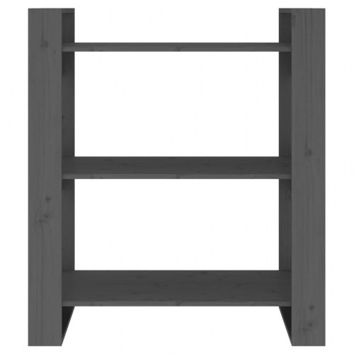 Bogreol/rumdeler 80x35x91 cm massivt fyrretræ grå