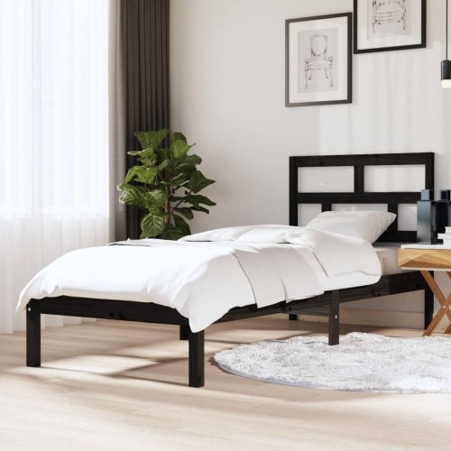 Sengeramme 75x190 cm Small Single massivt træ sort