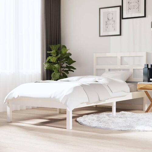 Sengeramme 90x190 cm Single massivt træ hvid