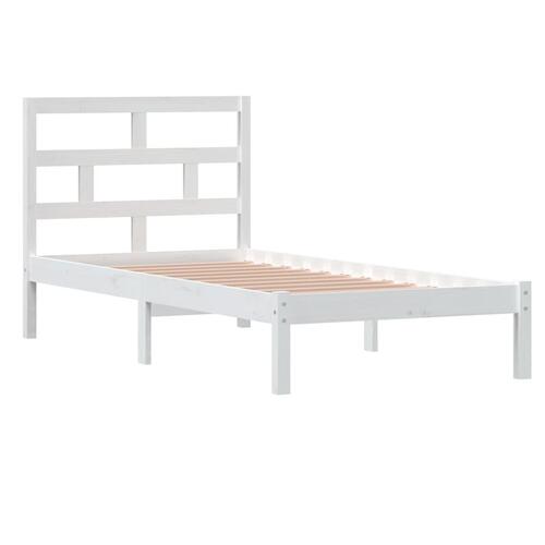 Sengeramme 90x190 cm Single massivt træ hvid