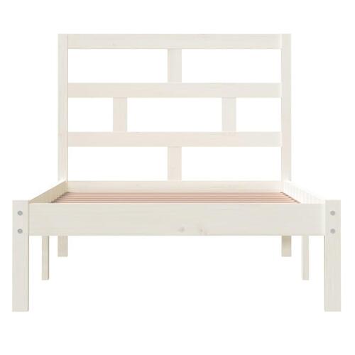 Sengeramme 90x190 cm Single massivt træ hvid