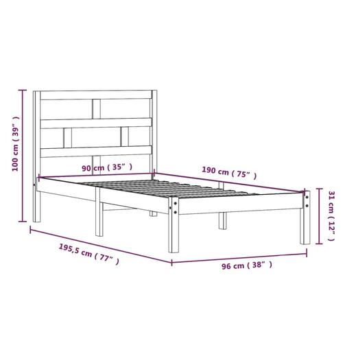 Sengeramme 90x190 cm Single massivt træ hvid
