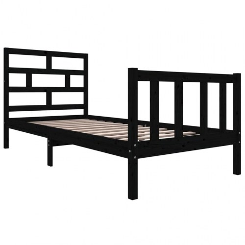 Sengeramme 100x200 cm massivt fyrretræ sort