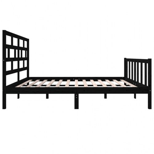 Sengeramme 120x200 cm massivt fyrretræ sort