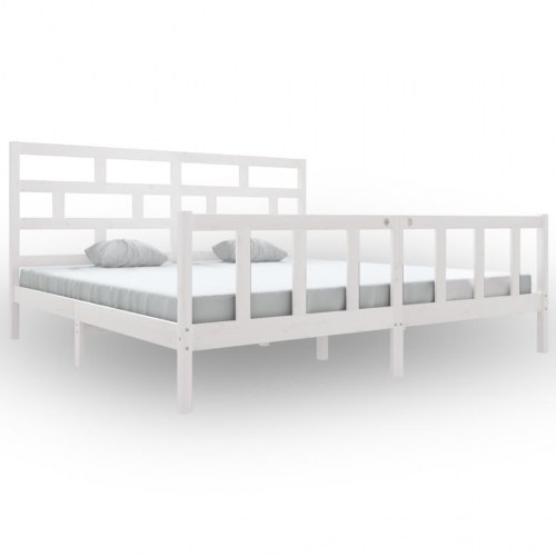 Sengeramme 180x200 cm Super King massivt fyrretræ hvid