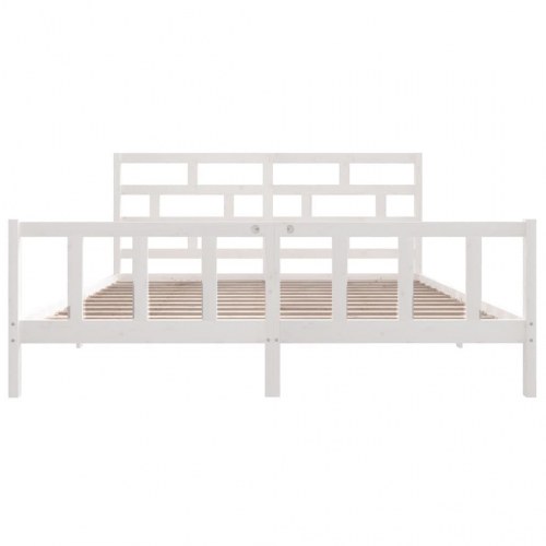 Sengeramme 180x200 cm Super King massivt fyrretræ hvid