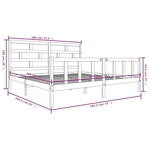 Sengeramme 180x200 cm Super King massivt fyrretræ hvid