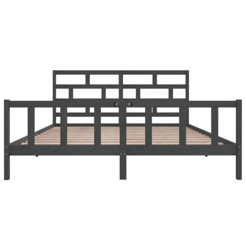 Sengeramme 200x200 cm massivt fyrretræ grå
