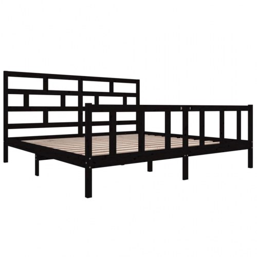 Sengeramme 200 x 200 cm i massivt fyrretræ - sort