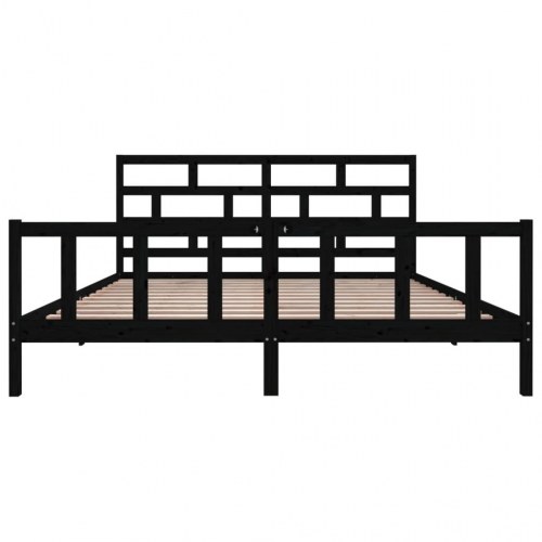 Sengeramme 200 x 200 cm i massivt fyrretræ - sort