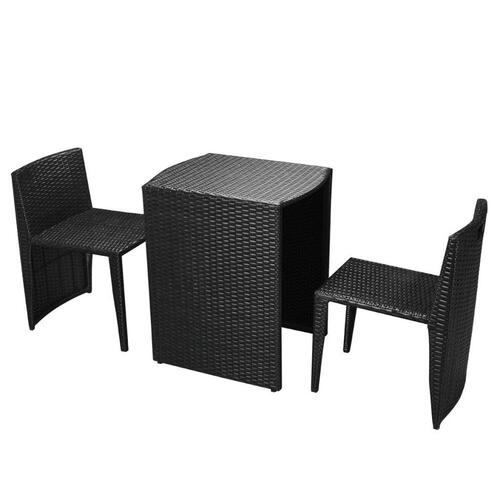 Udendørs spisebordsæt i 5 dele polyrattan sort