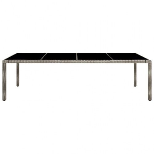 Havebord 250x100x75 cm hærdet glas og polyrattan grå