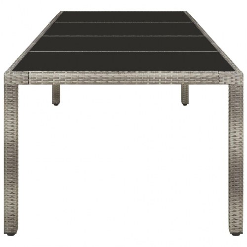 Havebord 250x100x75 cm hærdet glas og polyrattan grå