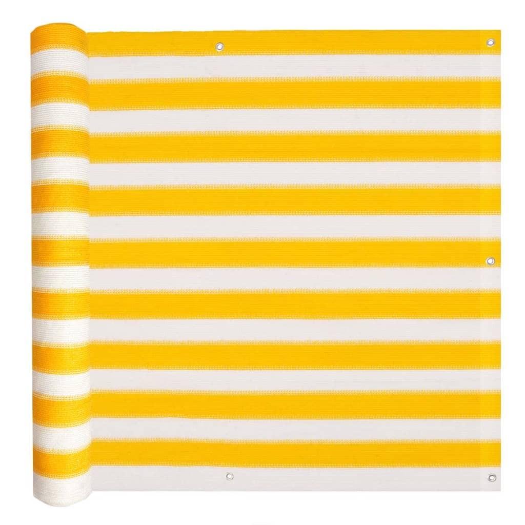 Balkonafskærmning HDPE 75 x 600 cm gul og hvid