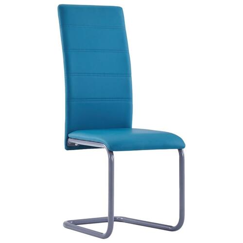 Spisebordsstole med cantilever 2 stk. kunstlæder blå