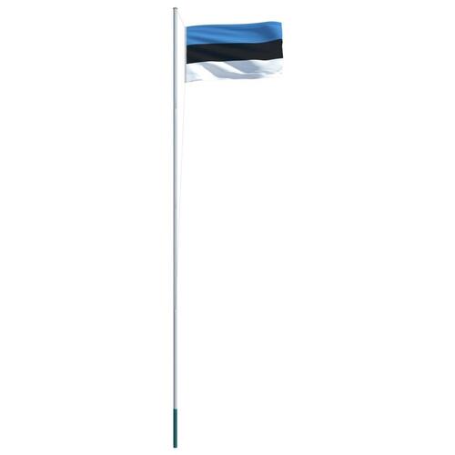 Estlands flag og flagstang 6,2 m aluminium
