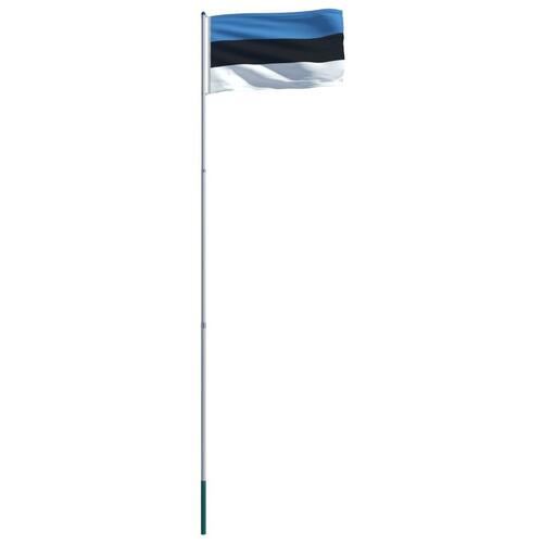 Estlands flag og flagstang 6 m aluminium