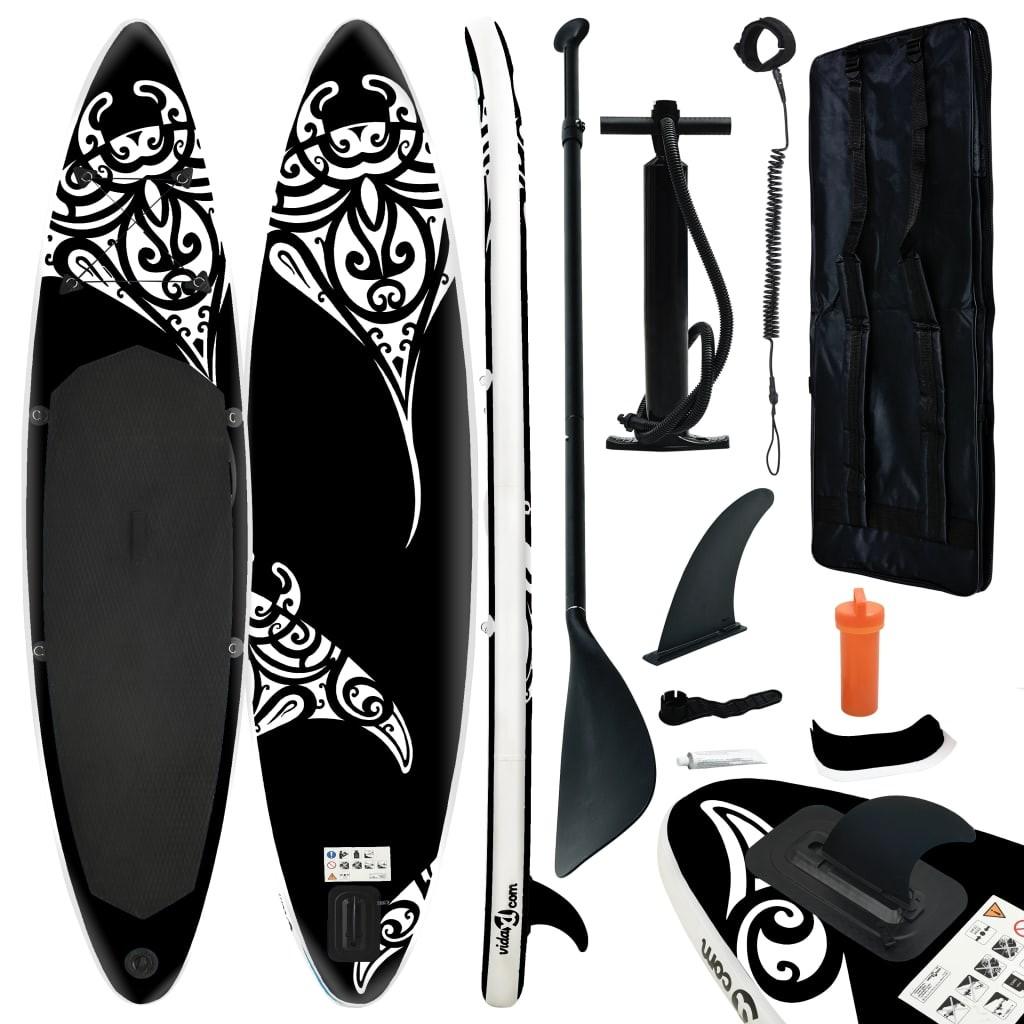Oppusteligt paddleboardsæt 320x76x15 cm sort