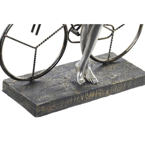 Dekorativ figur Dame Sølvfarvet Cykel Metal Harpiks (27,5 x 9,5 x 34,5 cm)