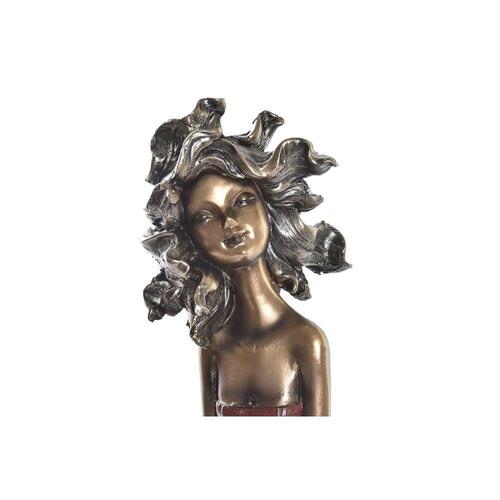 Dekorativ figur Rød Turkisblå Gylden Dame 20 x 9 x 23 cm (2 enheder)