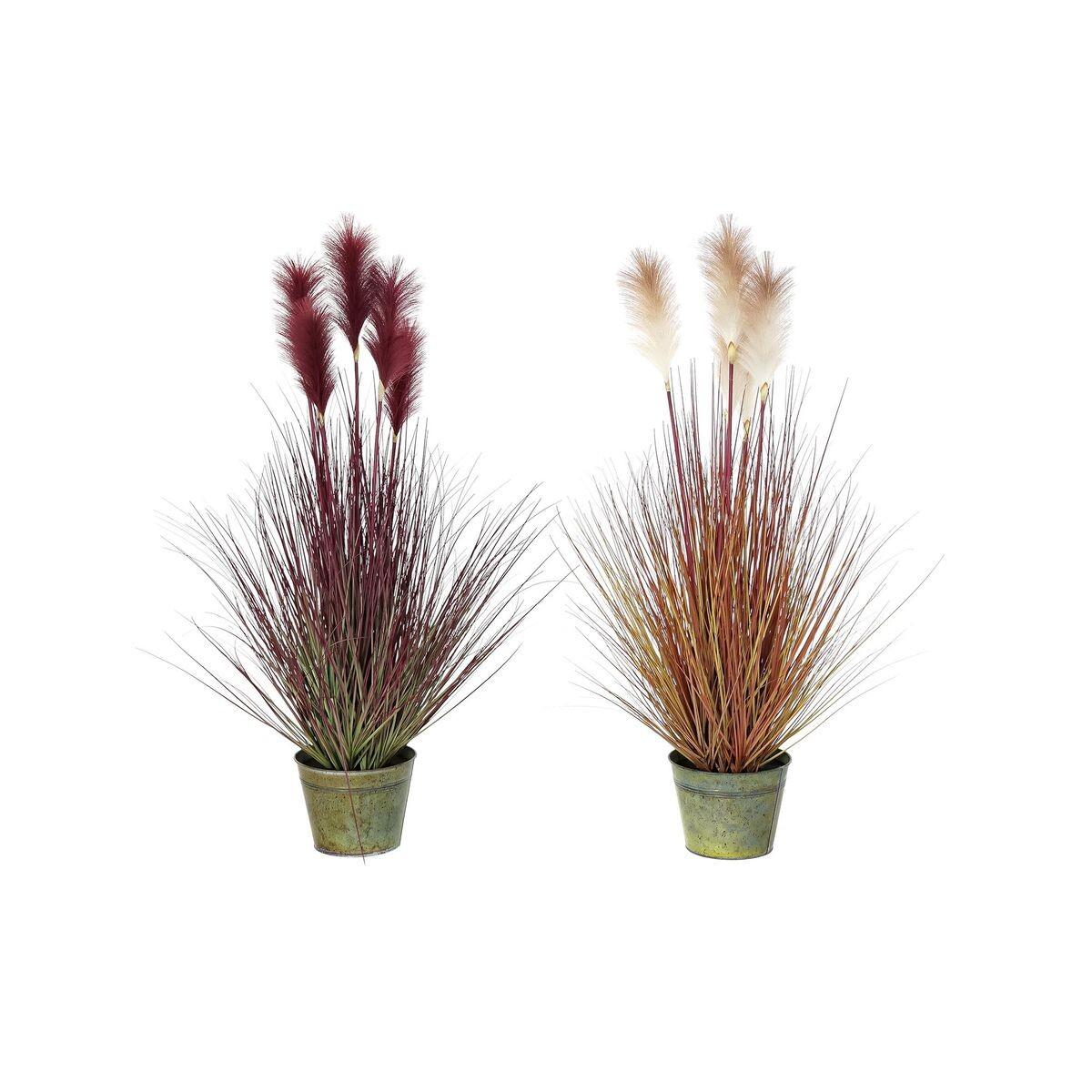 Dekorativ plante i spand, 30 × 30 × 106 cm, orange/bourgogne, kobber/PE (sæt á 2)