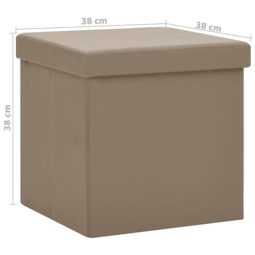 Foldbare opbevaringspuffer 2 stk. PVC cappuccinofarvet