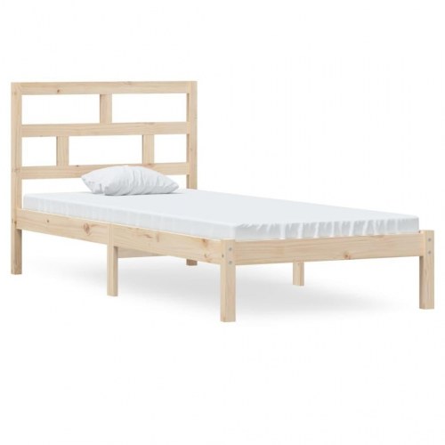 Sengeramme 90 x 200 cm i massivt fyrretræ med sengegærde