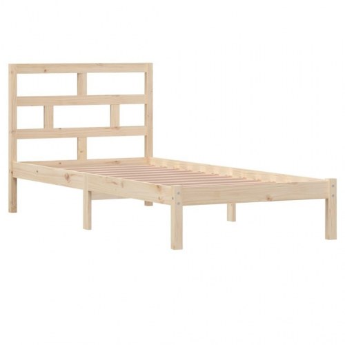Sengeramme 90 x 200 cm i massivt fyrretræ med sengegærde