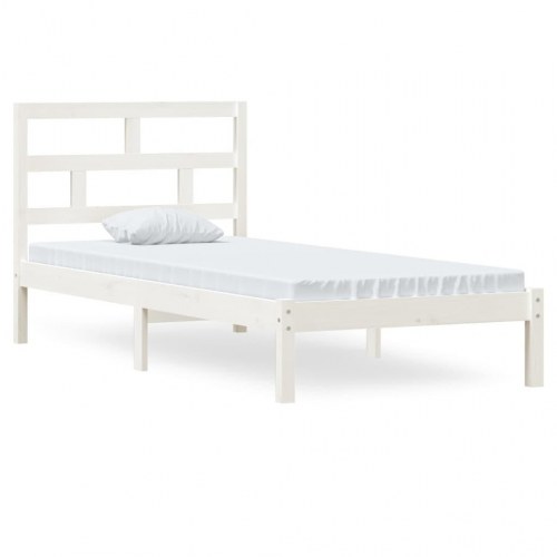 Sengeramme 90 x 200 cm i massivt fyrretræ - hvid
